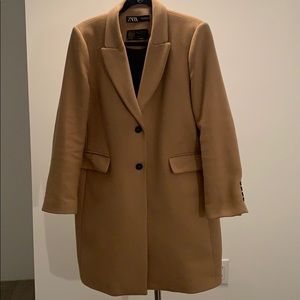 Beige Wool Coat - Zara